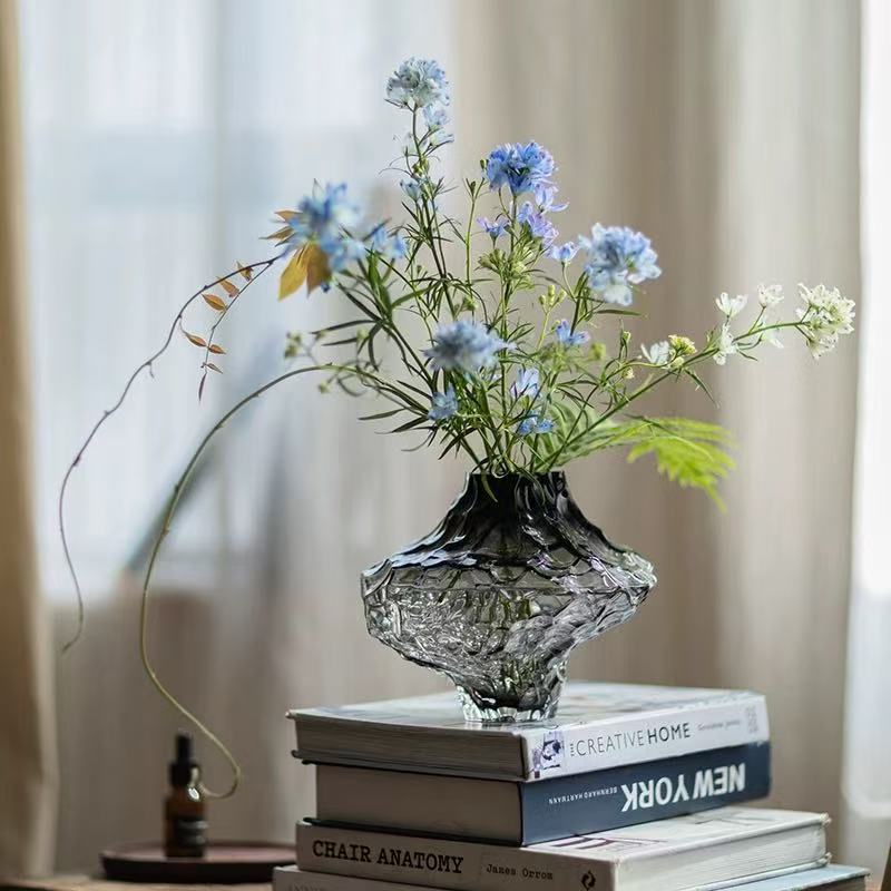 Nordic valley glass vase, InS-style irregular, personalized and creative home decoration craft, flower arrangement and display piece