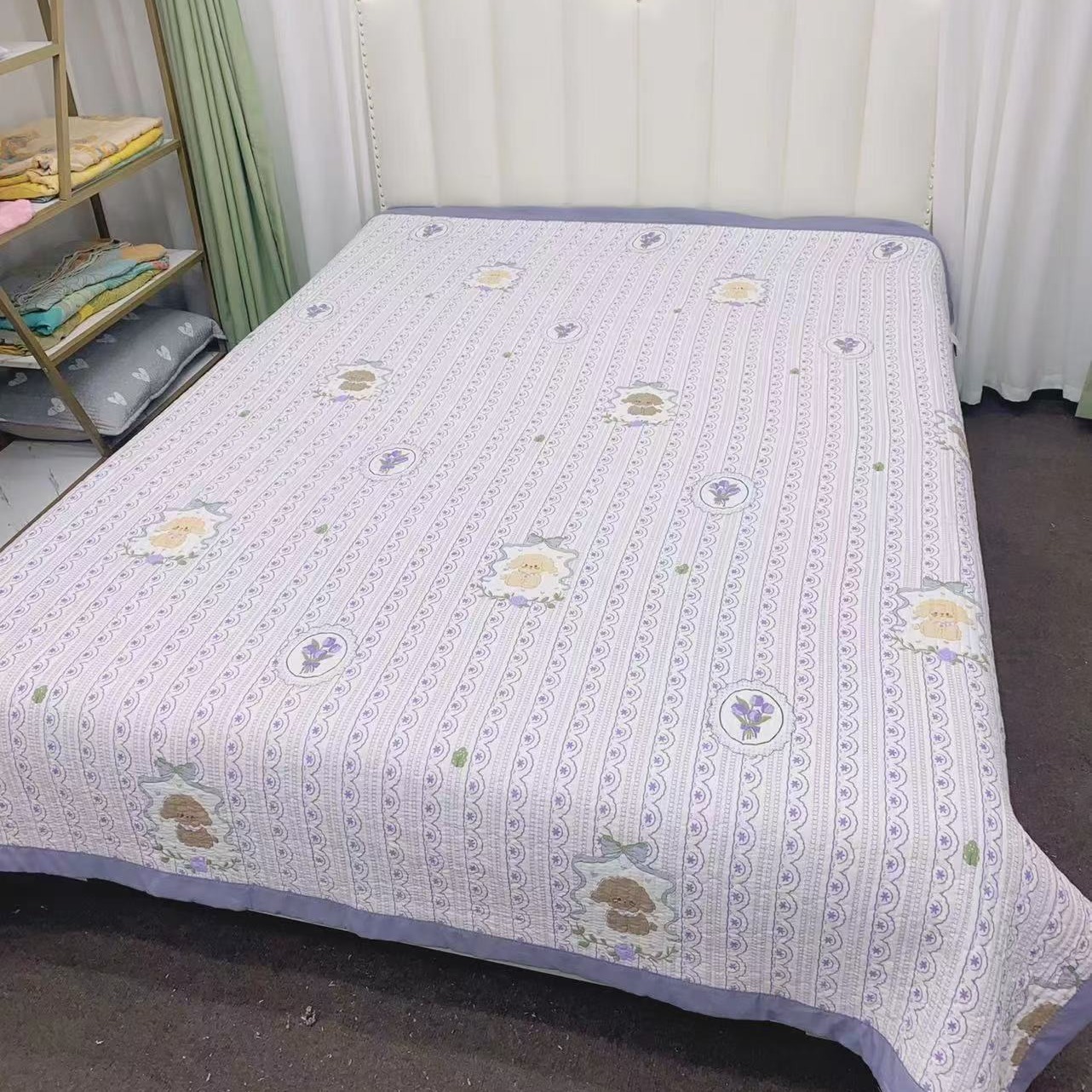 Class A Skin Friendly Three Layer Quilted Cotton Quilted Bed Cover Washing Machine Wash Not Easy To Fade Washed Cotton Tatami Bed Cover details Picture