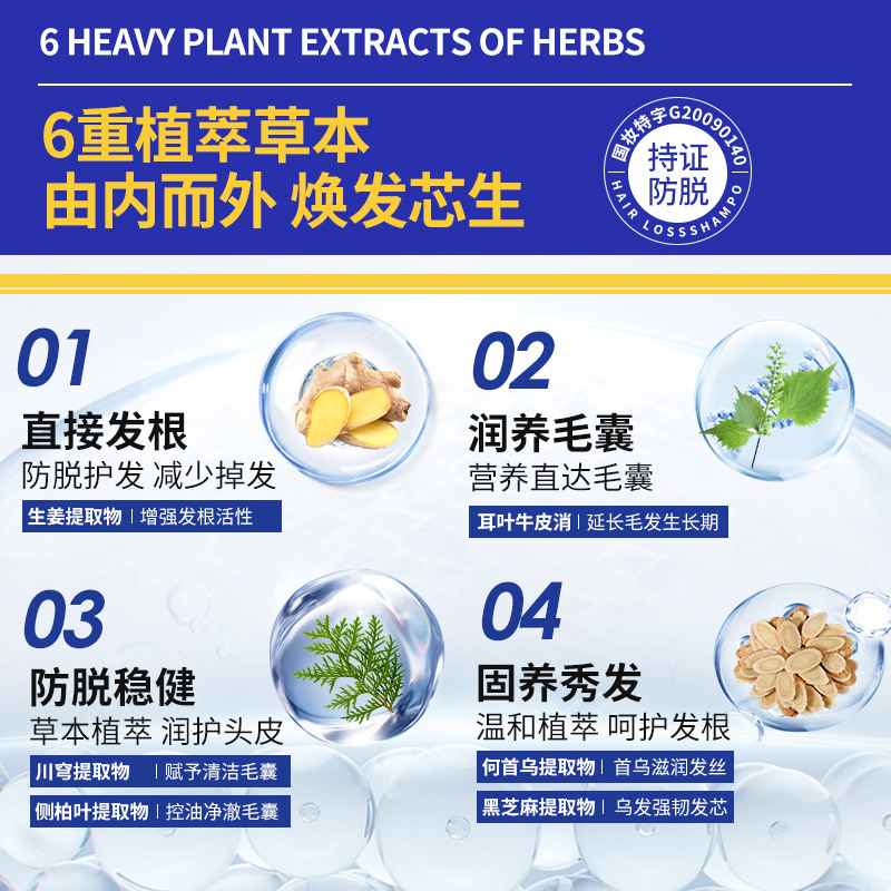 Polygonum multiflorum hair nourishing agent Anti-hair loss Scalp essence Spray Increase black hair liquid herbal anti-detoxification hair liquid wholesale Specification drawing