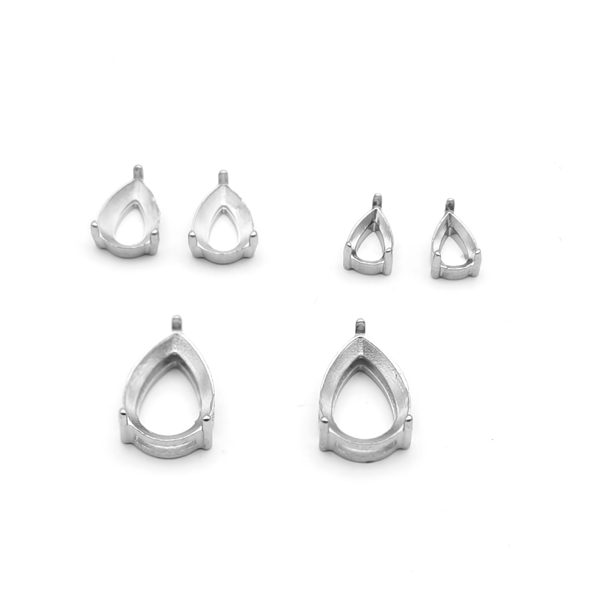 Titanium steel ear studs, empty brackets, water diamond pendants, stainless steel brackets, rings, DIY jewelry accessories, flat claw brackets, zircon base brackets, factory Specification drawing