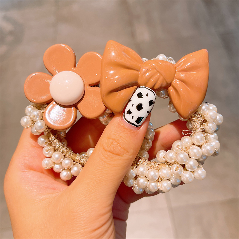 Children's Crown Tiara Princess Bun Hair Circle Rope Girl Korean Network Red New Pearl Ponytail Hair Flower Application Scenario