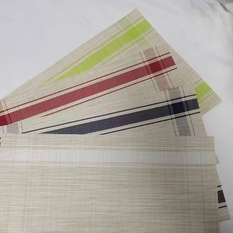 日式中式编织方形条纹隔热餐垫欧式简约餐桌PVC特斯林西餐垫桌垫