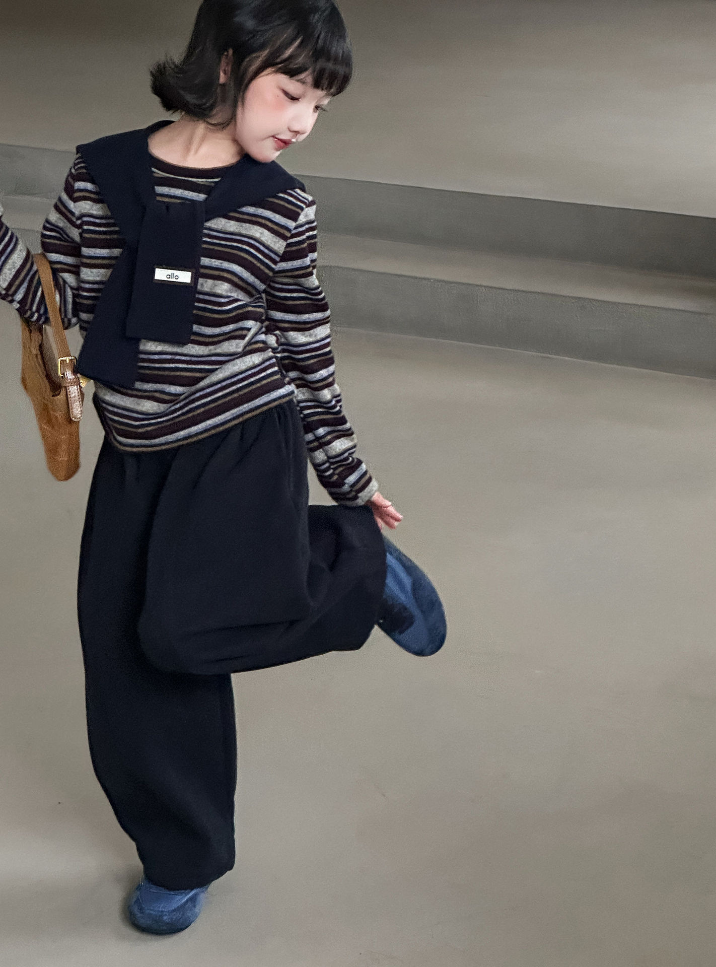 女童长袖t恤秋冬加绒内搭儿童德绒上衣小女孩洋气条纹打底衫韩系详情14