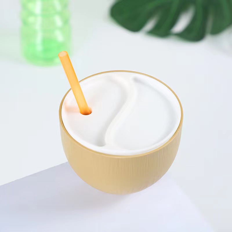 跨境源头厂家造型一次性塑料椰子奶系列水杯可定LOGO奶茶果汁瓶