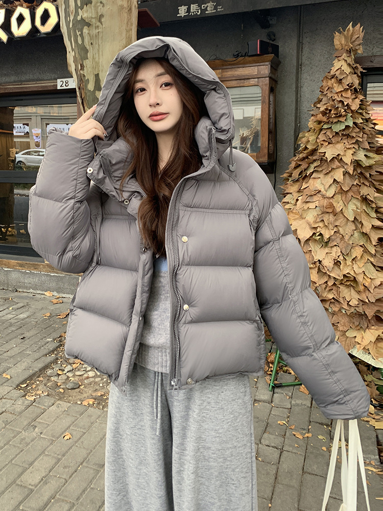 裳初90白鸭绒泡芙羽绒服女2025新款连帽面包服加厚羽绒外套平湖详情3