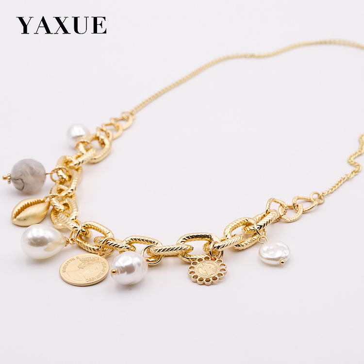 New European And American Fashion Coin Imitation Pearl Pendant Temperament Simple Retro Original Design Of Women's Necklace Accessories Application Scenario
