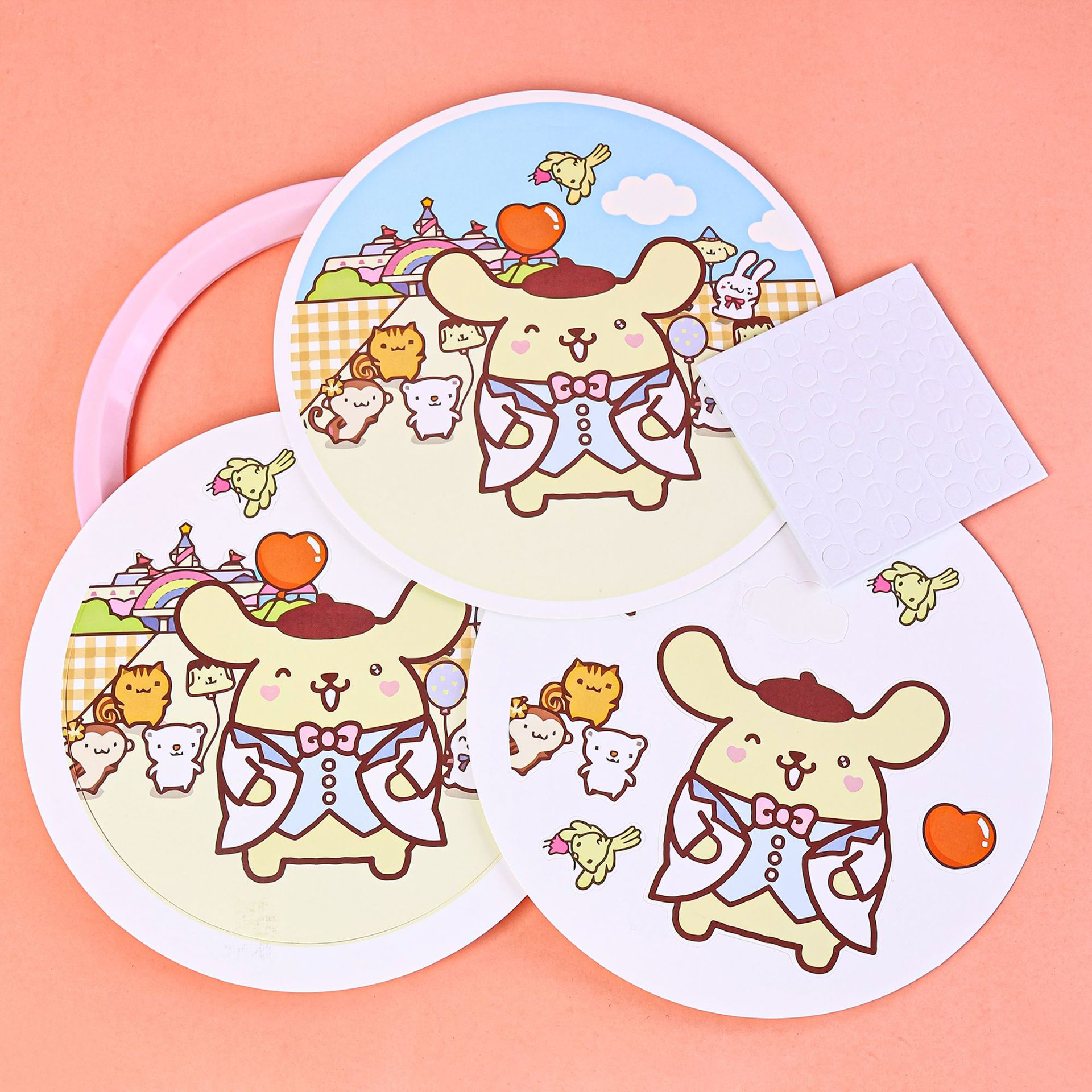 Round 3D Stereoscopic Picture Frame Painting Set Children Creative Self-Made Hand-Made Adhesive Painting Sanrio Series Of Overlapping Paintings Specification drawing