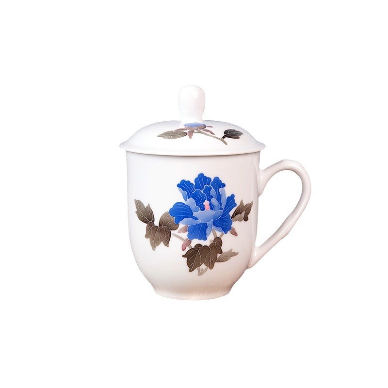 Xiangli Kiln ceramic tea cups, household underglaze color office cups, conference cups, gift cups, water cups wholesale, printed LOGO Item Picture
