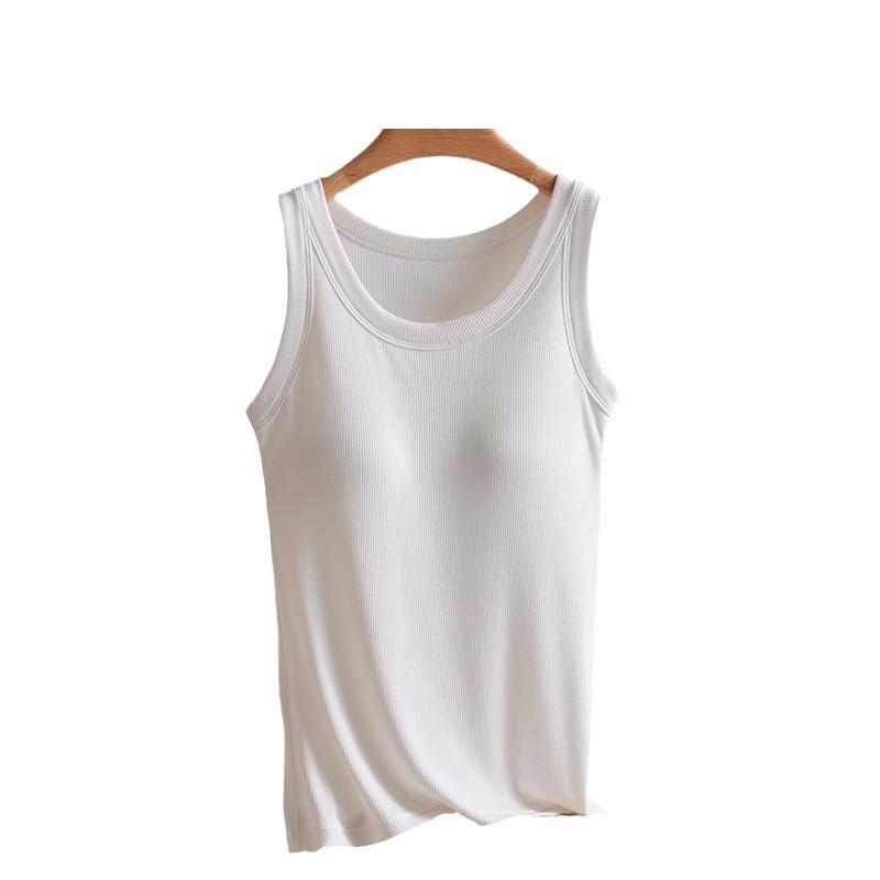 Modal halter top, women's threaded chest pad one-piece summer thin sleeveless base layer, long top worn over Item Picture