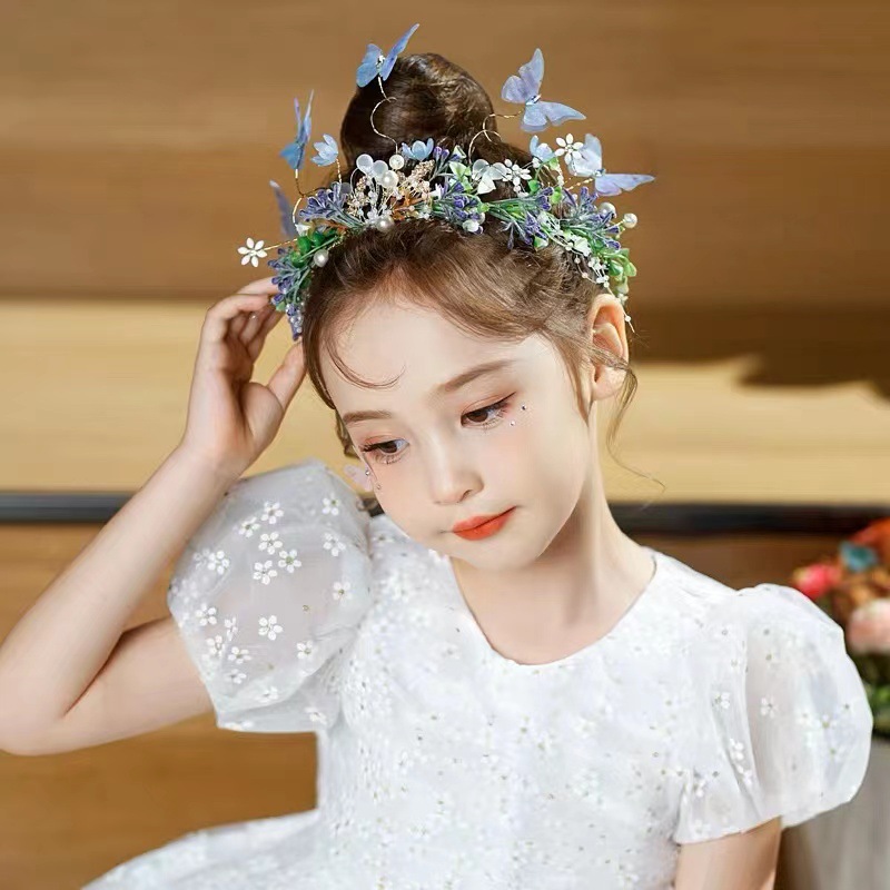 Hair Accessories Super Sensen Tied Garland Show Dress Fresh Butterfly Crown Girl Birthday Ten Year Crown Application Scenario