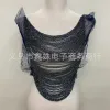 A fashionable, cut-out round-neck sleeveless top with multi-color beaded tassels and floral edges, and sexy clothing accessories Item Picture