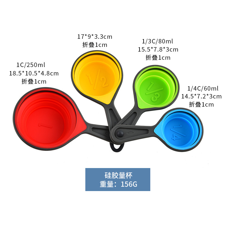 4-piece set of silicone folding measuring cups, extendable measuring cup set, coffee flour scale, baking measuring tools, kitchen tools Application Scenario