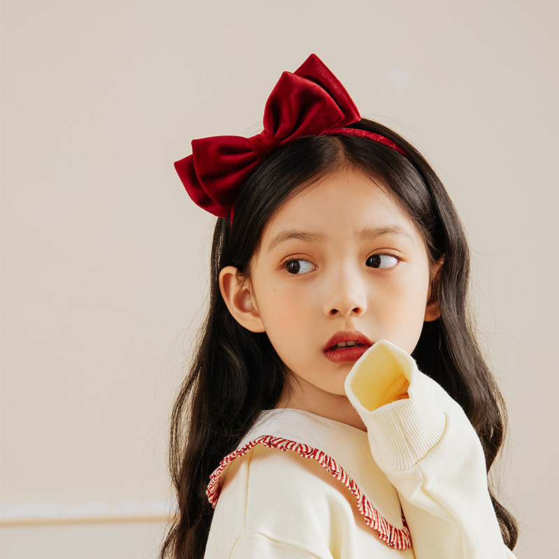 Korean Version Of The New Velvet Double Bow Hair Clip Children Simple Hair Hoop Students Fashion Head Buckle Parent-Child Model