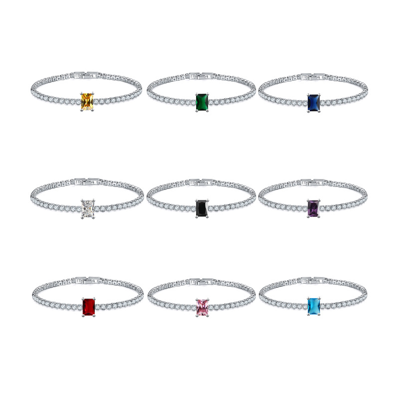 The rectangular full-diamond bracelet of Kashi Jewelry is selling well during a live stream. It is a fashionable and luxurious cross-border creative micro-inlaid zircon jewelry from Europe and America Item Picture