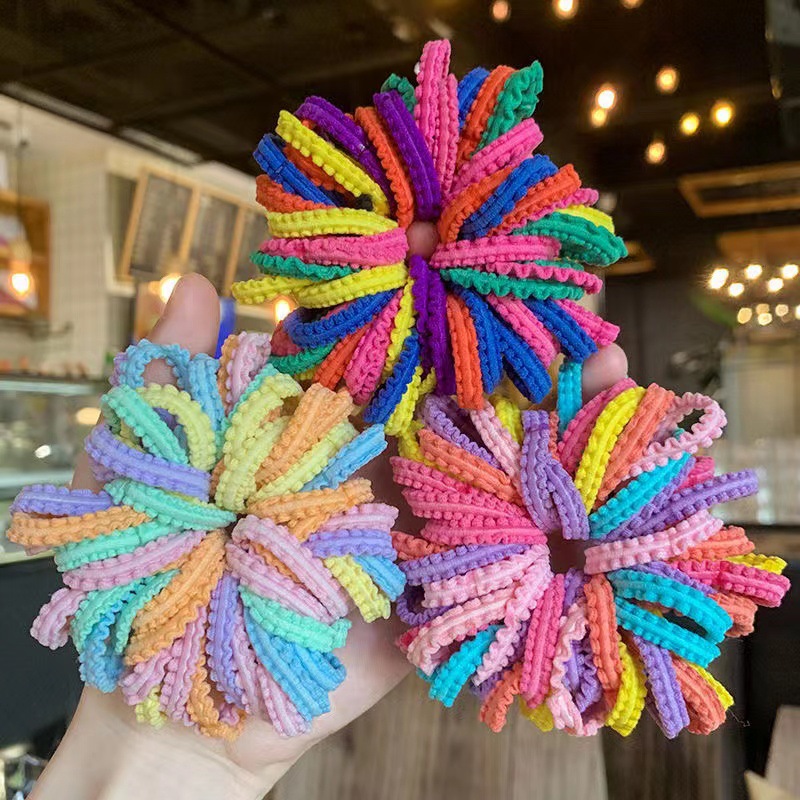 韩版甜美裙边儿童不伤发小皮筋彩色扎头发发圈波浪圈头绳橡皮筋