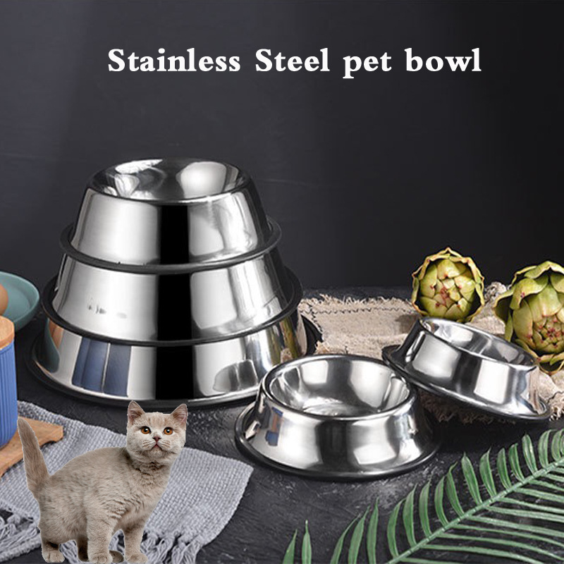 不锈钢宠物碗制造商宠物盆不锈钢卡通猫碗狗碗防摔防滑猫狗喝水碗