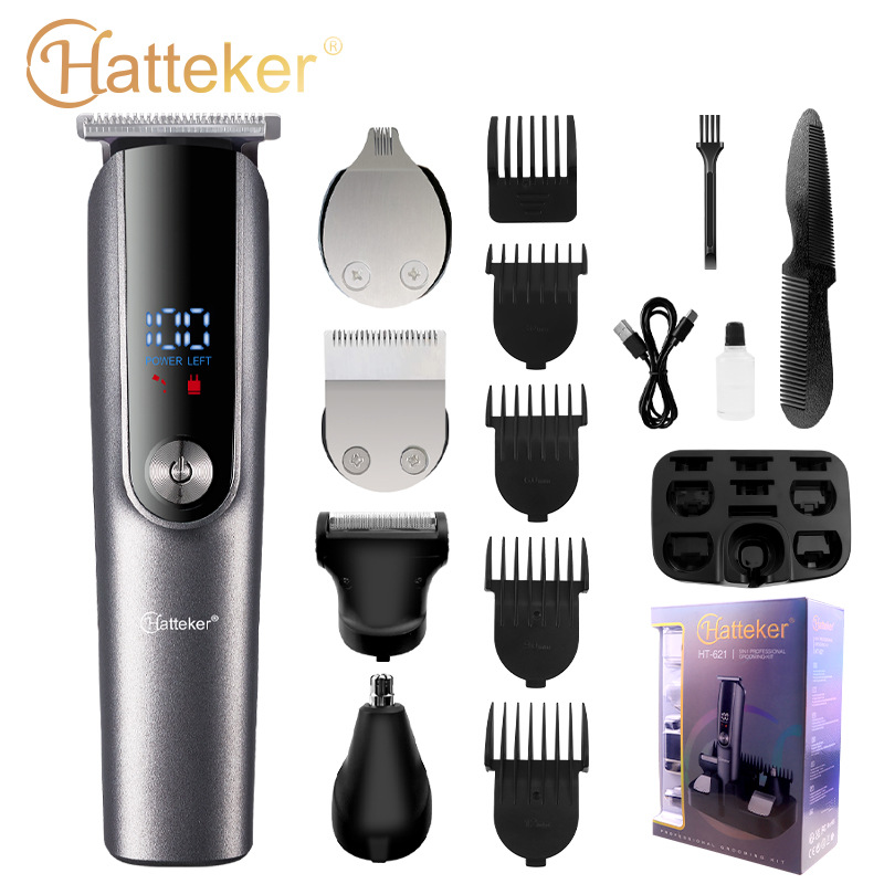 Hatteker Multi-Functional Hair Cutting Set Men's Electric Hair Clipper Shaver Nose Hair Clipper Cross Border