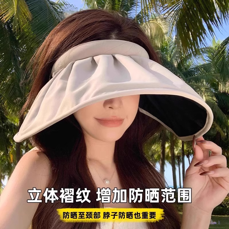 New summer sun protection caps, women's sun hats, UV-resistant casual large brim headbands, shell-shaped open-top sun hats Specification image