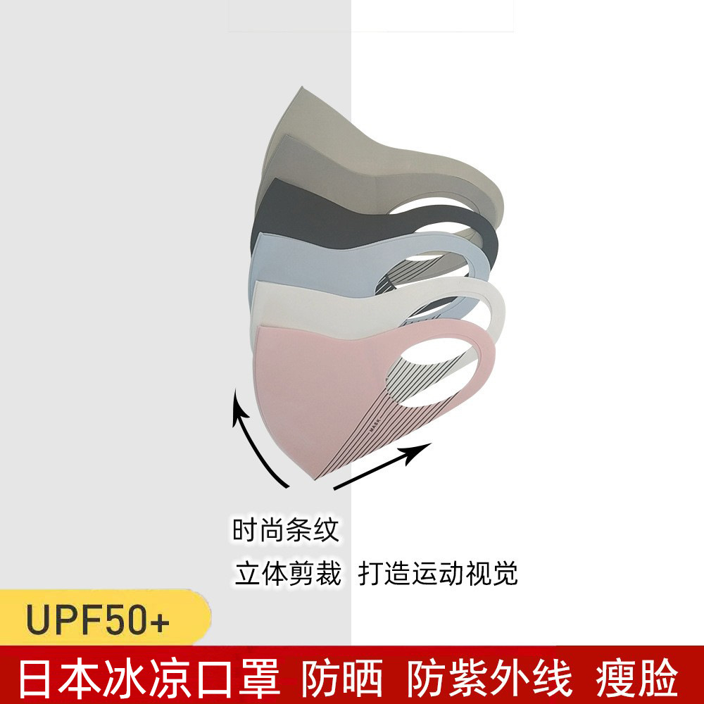 Japanese summer 3d adult independent packaging printed nylon ice silk sun protection mask, UV-blocking and sunshade mask for women