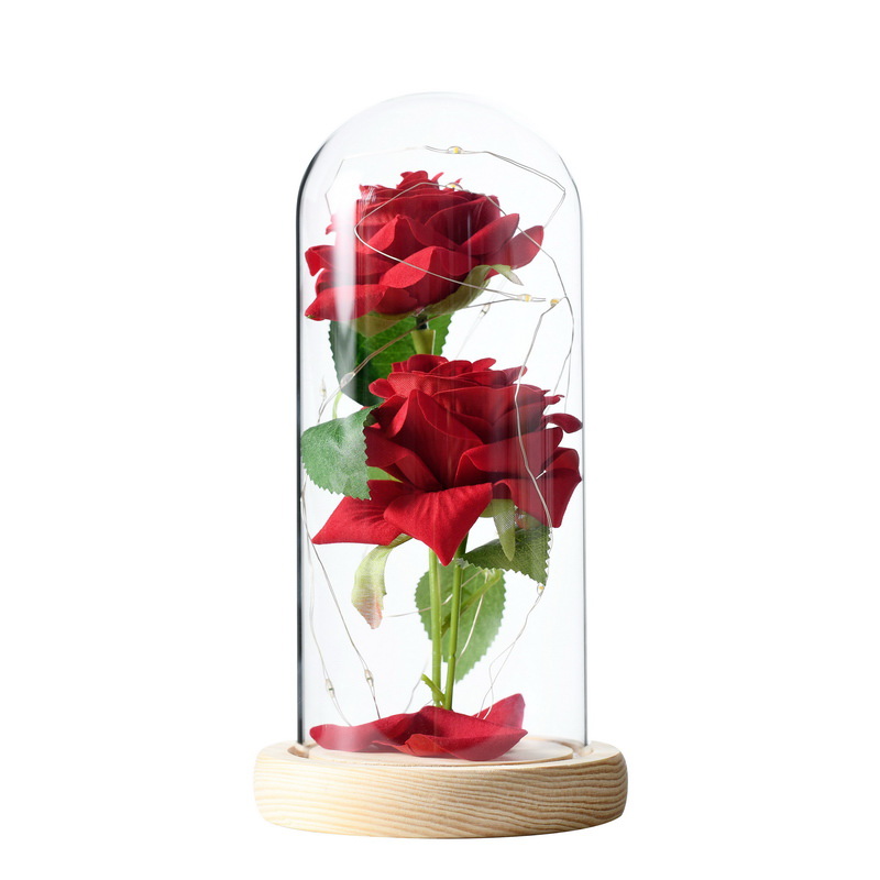 仿真花礼品七夕情人节圣诞节创意礼物玻璃罩玫瑰花摆件厂家亚马逊详情图5