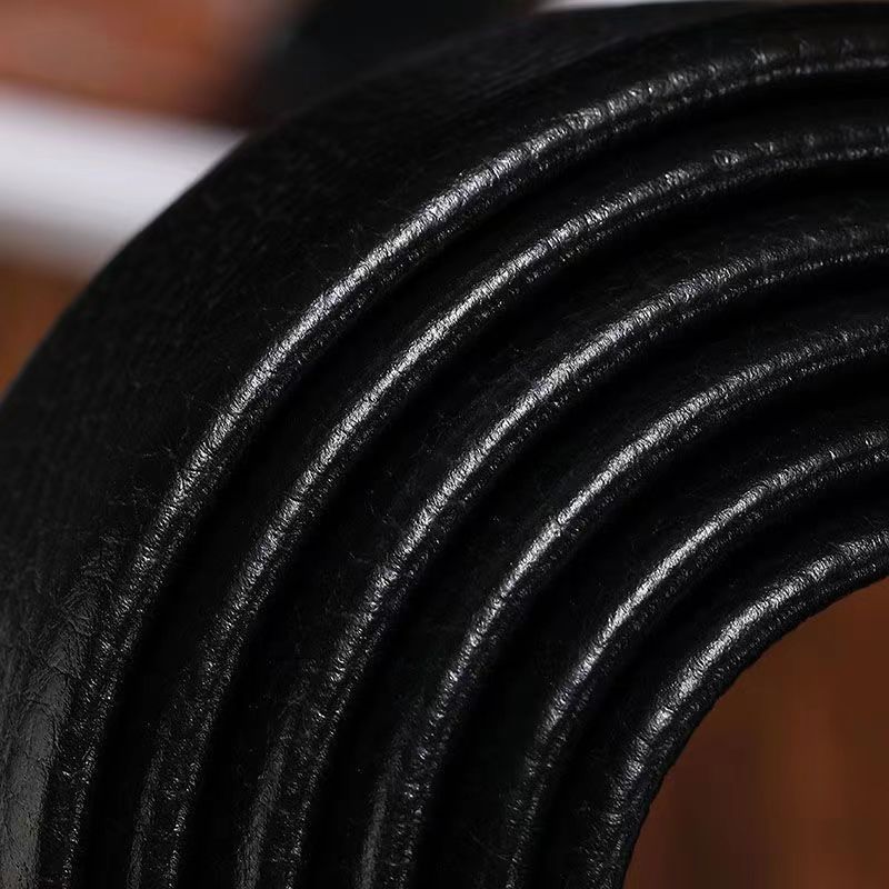 Headless Belt For Men Leather Automatic Belt Without Lead Strip Layer Cowhide Smooth Buckle Body Lychee Grain Without Buckle details Picture