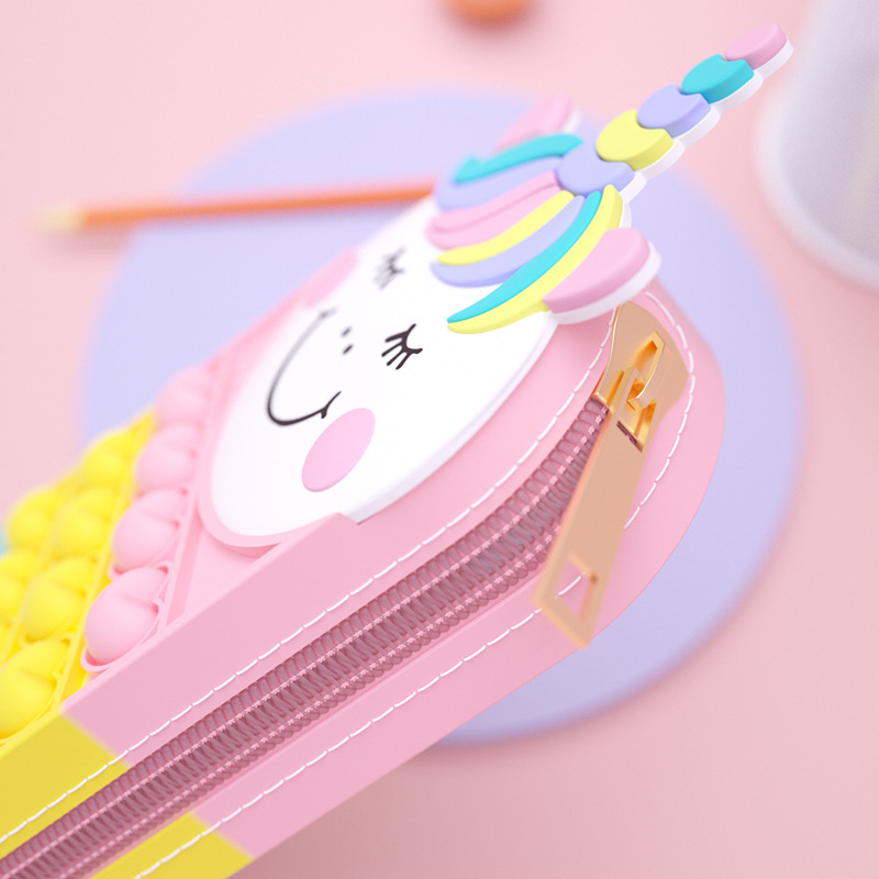 Cross-border large capacity cute cartoon pen bag silicone pen bag Children's creative pen bag Multi-functional pencil case Rat killer pioneer stress relief pen bag details Picture