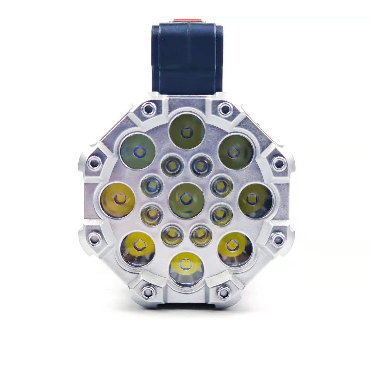 New high-intensity flashlight, 11-lamp LED high beam, USB charging COB side light, portable battery level display searchlight Item Picture