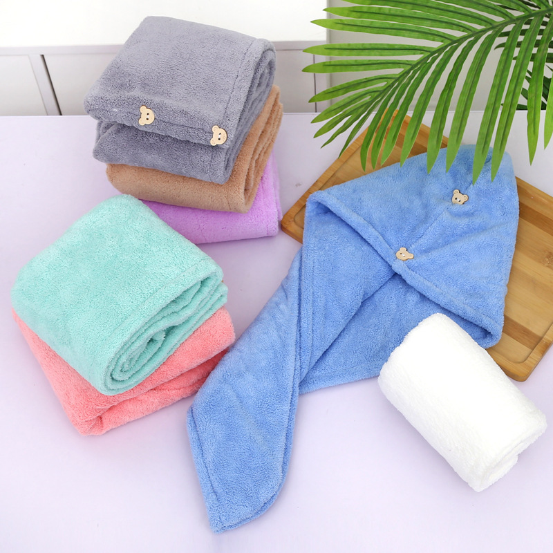 【 Chi Jia 】 Thickened double-layer single-layer dry hair cap, quick-drying microfiber, water-absorbing thickened soft coral fleece Application Scenario