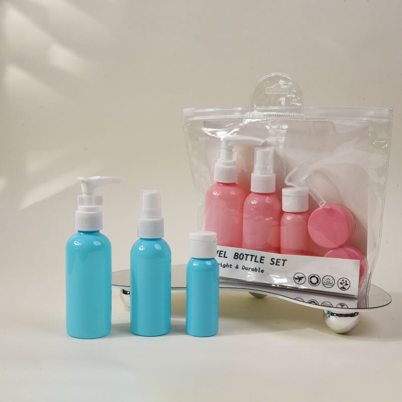 Empty bottles, travel sets, skin care products, toner, body lotion, body wash, shampoo, and spray bottles details Picture