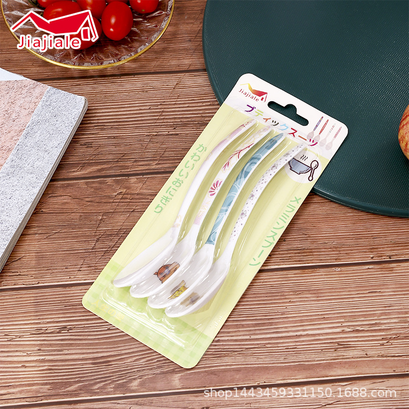 Food-grade colored melamine spoons, household imitation porcelain long-handled creative and cute soup spoons, rice spoons, imitation porcelain spoons, small spoons details Picture