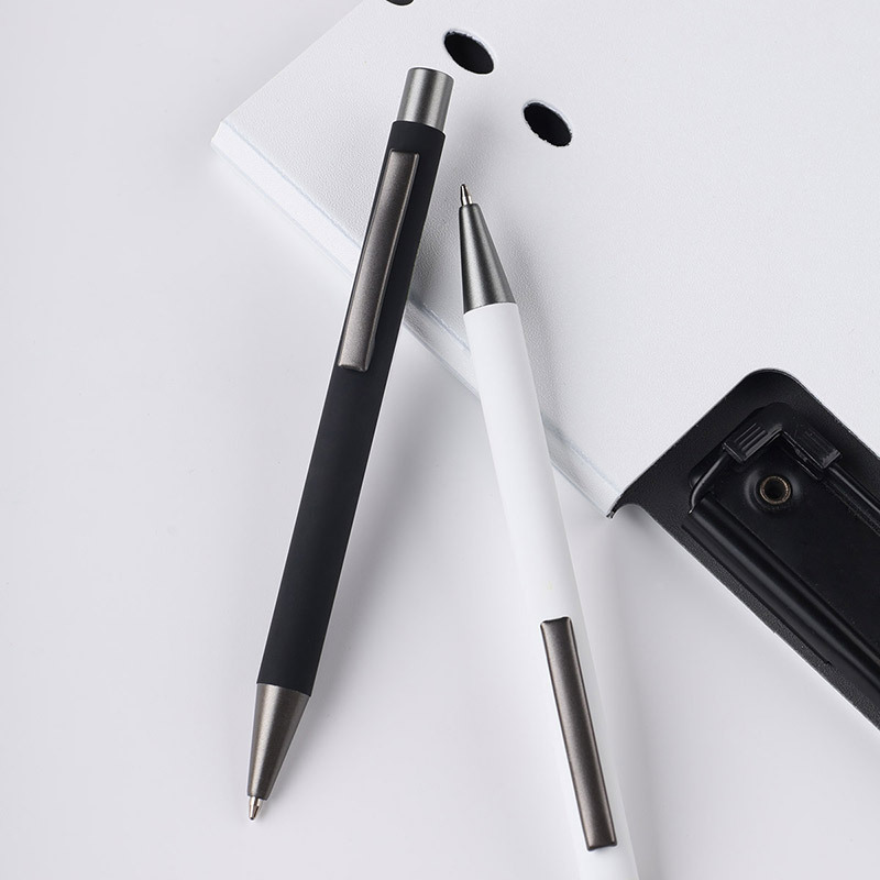 Metal press pen, aluminum rod pen, spray-painted ballpoint pen, custom printing, LOGO engraving, advertising, gift pen, wholesale in stock Specification image