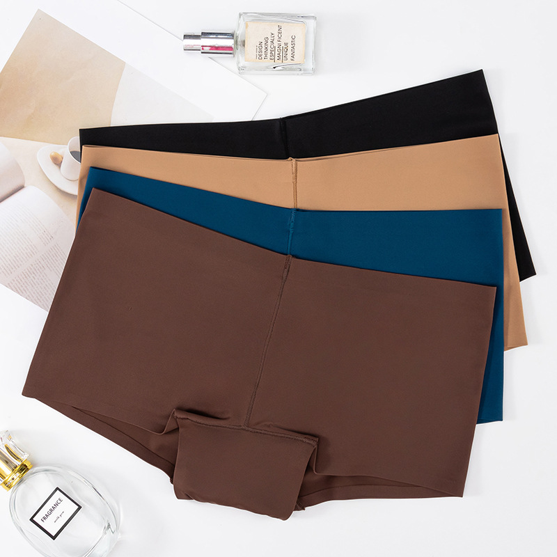 Plus-Size Fat Mm Mid-Waist Anti-Slip Underwear Women's Ice Silk Seamless Women's Safety Pants Tummy Closed Boxer Leggings Cross-Border Specification drawing