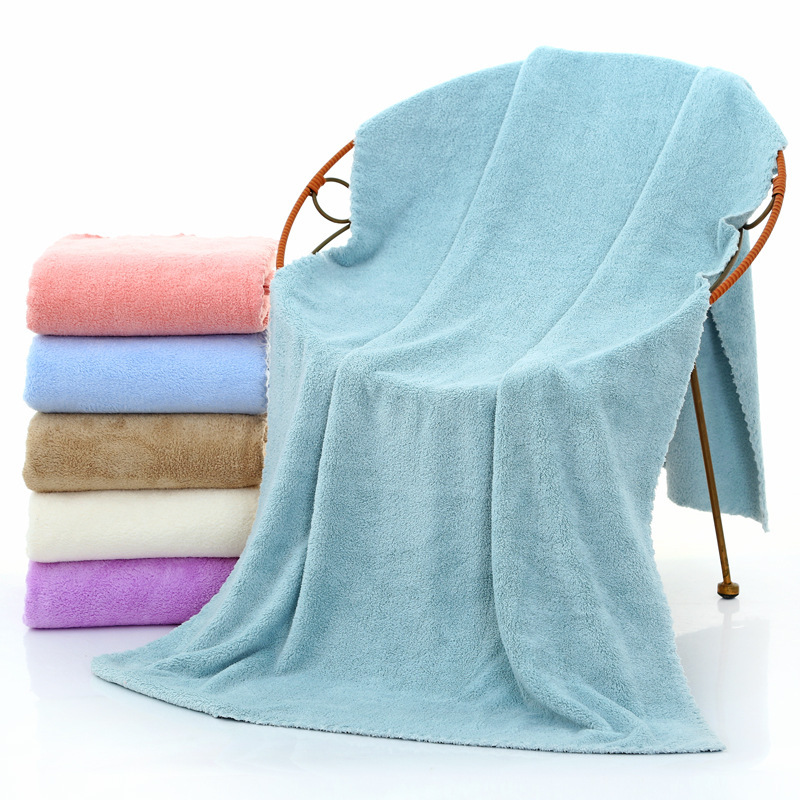 【 Chi Jia 】70*140cm Bath towel Coral Fleece Microfiber Beach Beauty towel LOGO Gift for Adults Absorbent