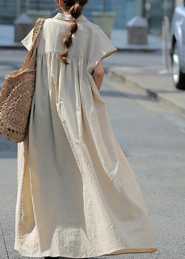 Japanese-style Lotte Korean single skirt pullover short-sleeved cotton and linen women's loose lapel fashionable casual shirt Specification image