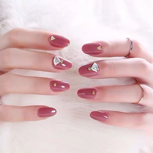 Tik Tok Red Nail Patch Fake Nail Patch Removable Wear Nail Nail For Student Bride Finished Nail Waterproof Band Drill Application Scenario
