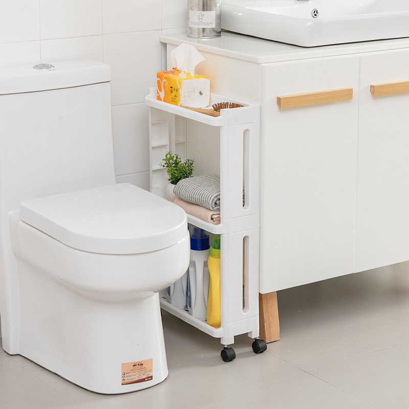 Kitchen bathroom toilet rack Toilet rack washing machine sewn storage rack Storage rack with wheels Application Scenario