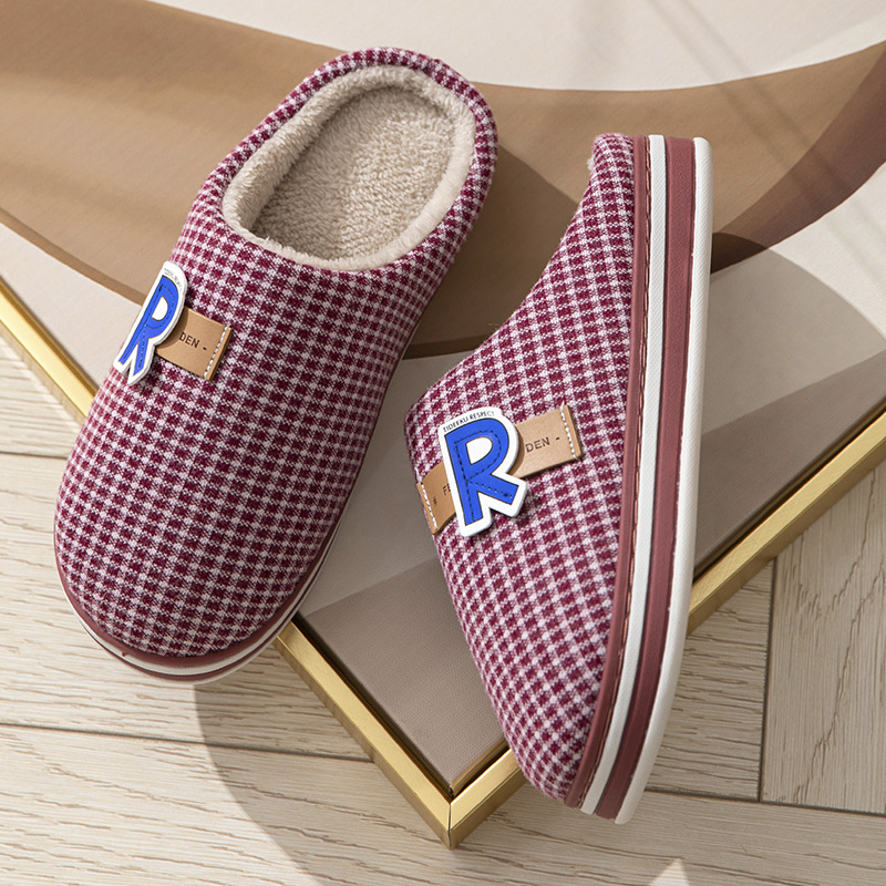Cotton slippers for women, retro and fashionable, versatile for home use, warm, anti-slip, soft-soled, new autumn and winter couple cotton slippers for men Application Scenario
