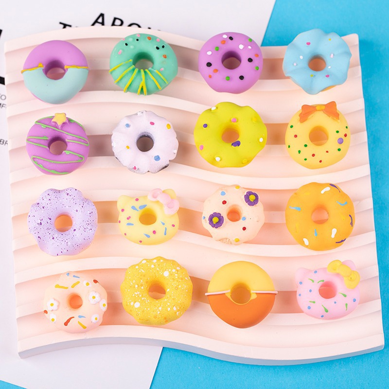Resin accessories cartoon simulation food toy doughnut diy cream plastic phone case patch storage box decorative materials Specification image