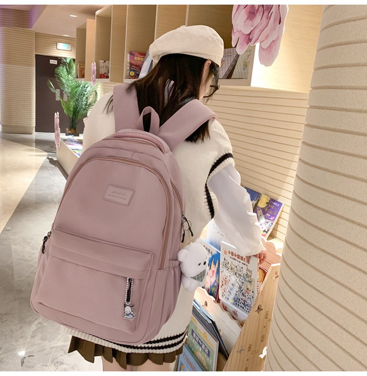 森系大容量高中大学生书包女简约百搭ins校园风双肩包女电脑背包详情27