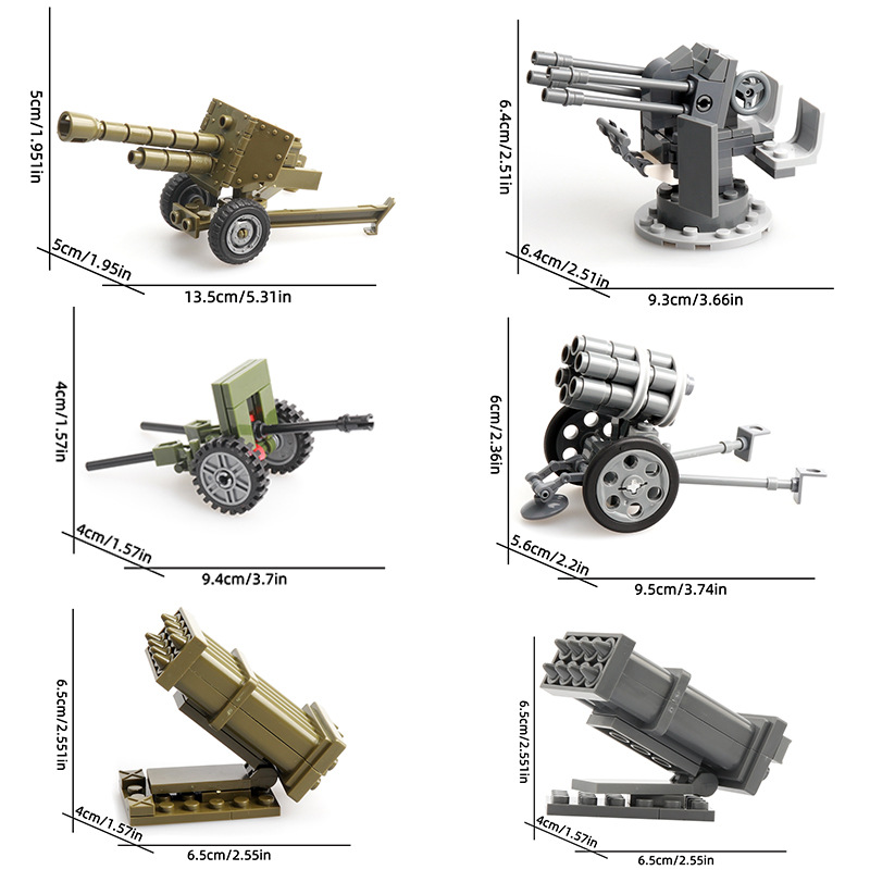 Foreign trade assembly building blocks, soldiers, third-party minifigure accessories, weapons, howitzers, rocket launchers, anti-aircraft guns, military toys pic 10