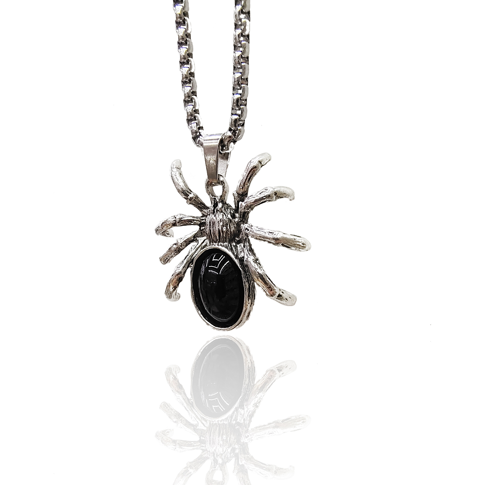 Net Red Men's Necklace Europe And The United States Military Brand Necklace Sweater Chain Alloy Pot Belly Spider Pendant Stainless Steel Necklace details Picture