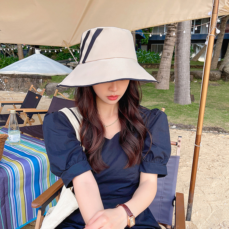 Logo Picture Double Sided Fisherman Hat Sunshade Sun Block Hat Large Eaves Summer Basin Hat Trend Sun Hat Print Logo Specification drawing