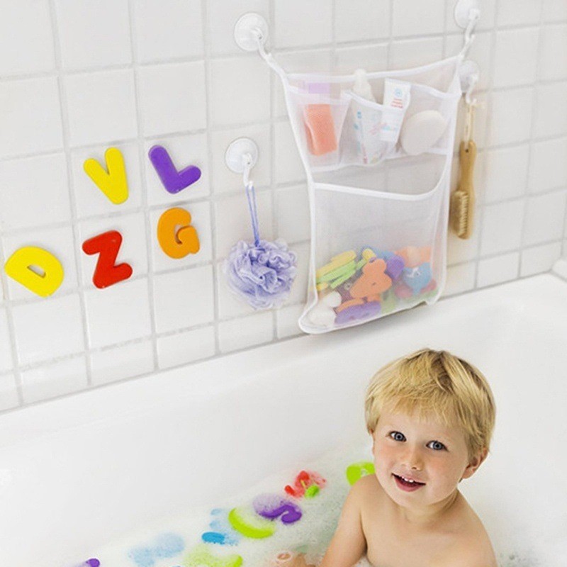 浴室吸盘挂袋儿童洗澡玩具收纳袋洗漱用品多功能多层家居收纳网袋详情图3