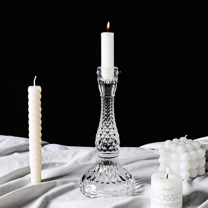 French Vintage Crystal Glass Candlestick Ins Nordic Romantic Candlelight Dinner Candlestick Props Ornaments details Picture
