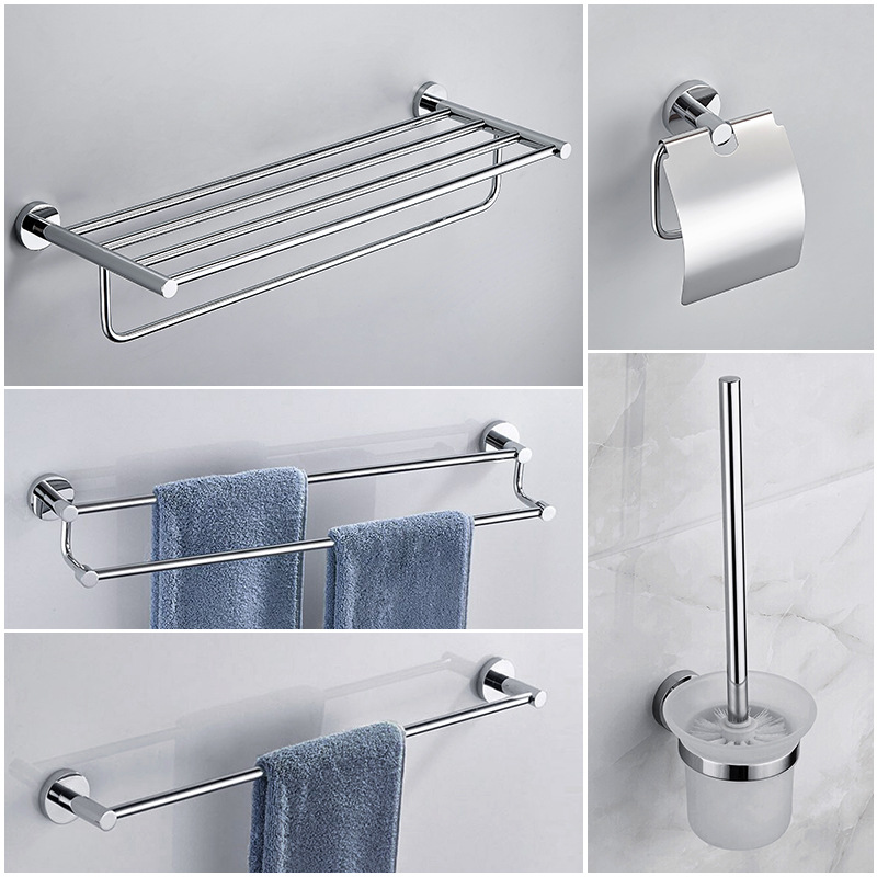 Simple all-copper bathroom hanging accessory set, bathroom hardware towel rack without drilling, bathroom storage rack wholesale