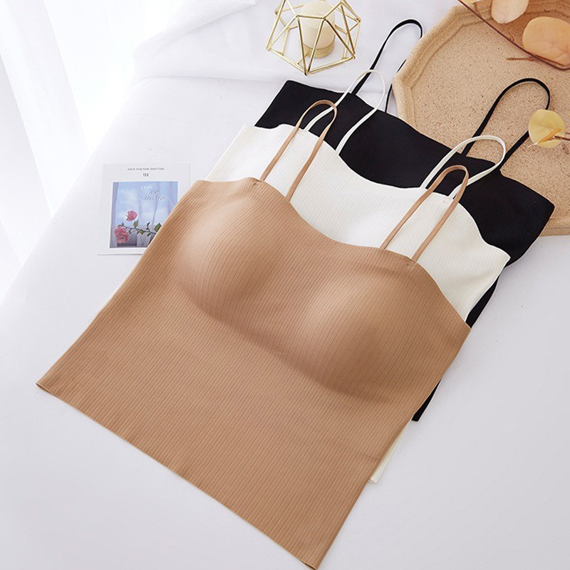 New seamless off-the-shoulder, backless, innerwear and outerwear, with built-in chest pads, strapless, threaded, versatile, double shoulder straps, halter top for women full figure