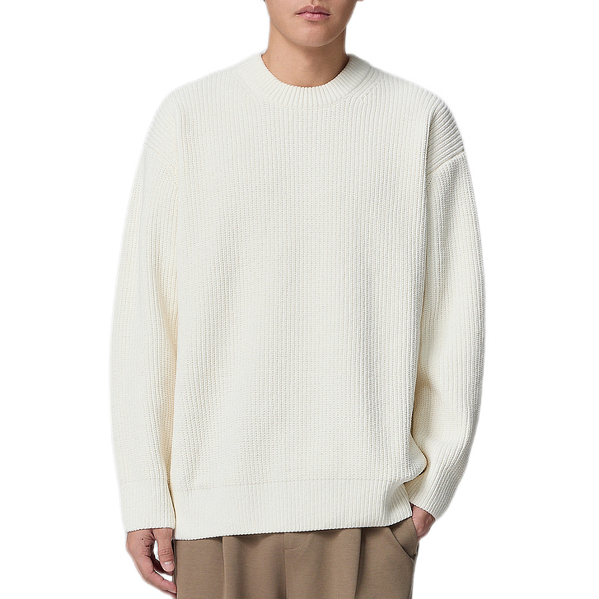 Momeck men's vertical texture knitted sweater 2024 Winter new round neck pullover sweater for men 21900 Item Picture