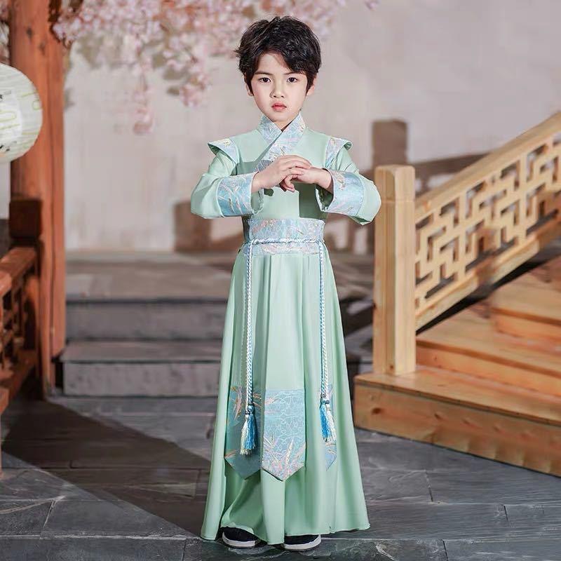 National trend Spring and autumn boys' Hanfu, children's Chinese-style ancient and Tang costumes, bookboys, boys' and young masters' costumes, traditional Chinese culture performance costumes Application Scenario