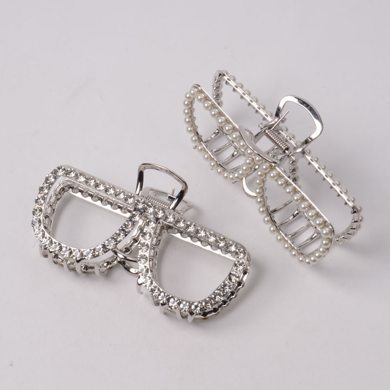 The New Fashion Personality Pearl Rhinester Glasses Grab Metal Women's Clip Alloy Ponytail Clip Sold Across The Border details Picture