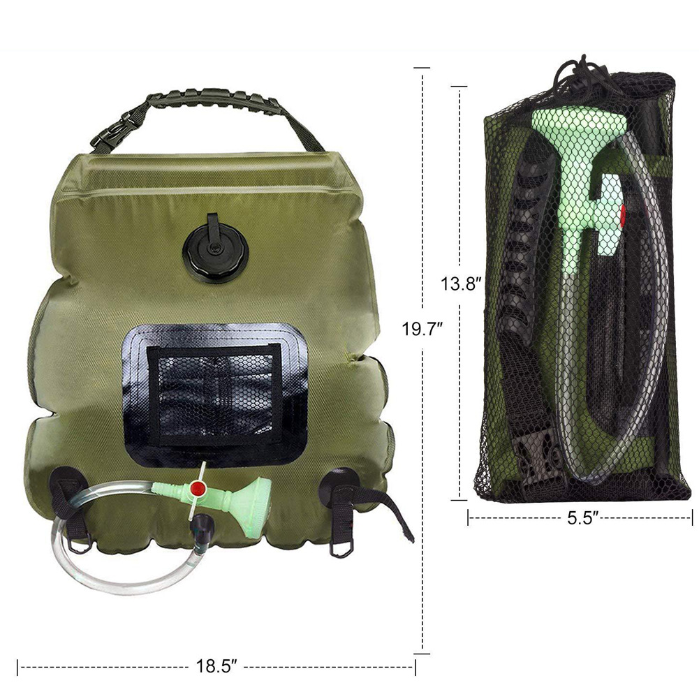 أكياس المياه ذات الاغتسال الحراري في الهواء الطلق الأخضر الأخضر 20L Bather Bag أكياس المياه القابلة للطي details Picture